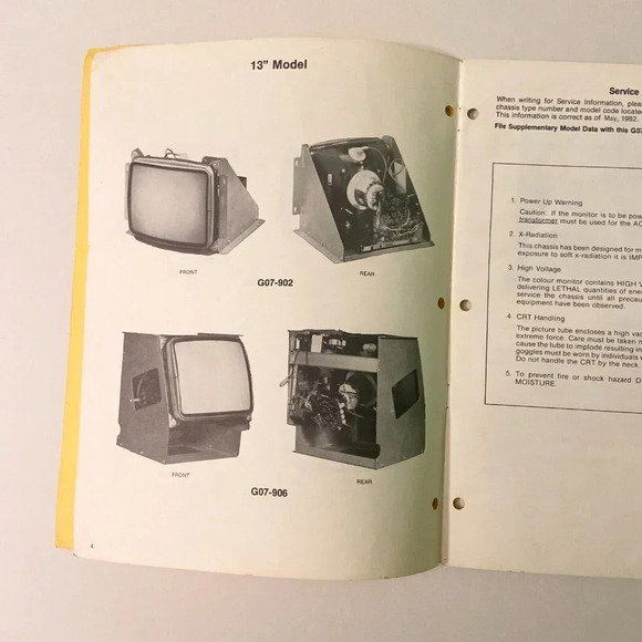 Vintage 1982 Service Manual Electohome G07  19 Inch RGB Colour Monitor Damaged - Picture 9 of 16